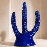 DRÂA, cactus en céramique émaillée bleu cobalt, poterie de Tamegroute