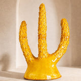 DRÂA, cactus en céramique émaillée jaune ambré, poterie de Tamegroute