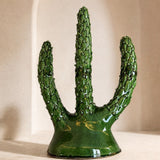 DRÂA, cactus en céramique émaillée verte, poterie de Tamegroute